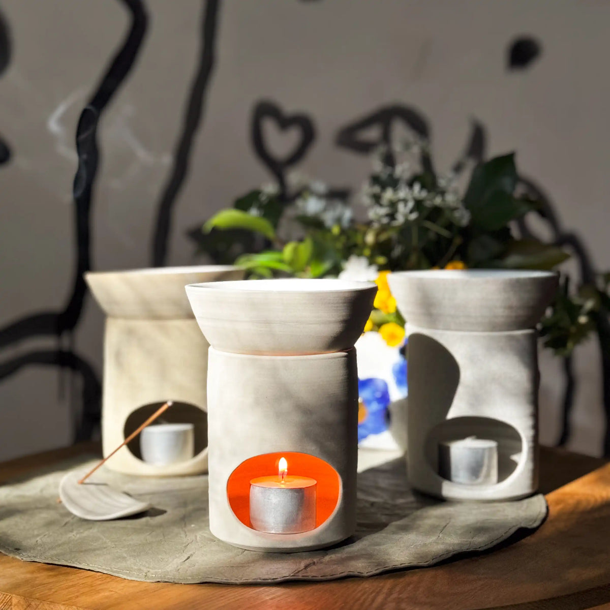 Grey Ceramic Oil Burner